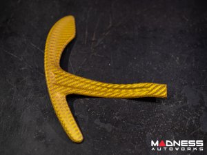  Alfa Romeo Giulia Paddle Shifter Covers - Carbon Fiber - Yellow Candy
